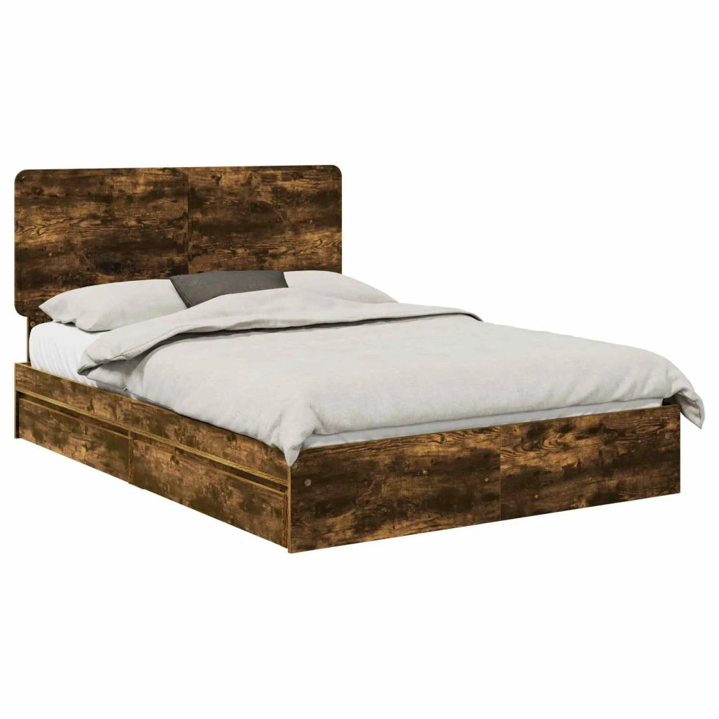Letto con Contenitore con testiera Rovere fumé 160 x 200 cm