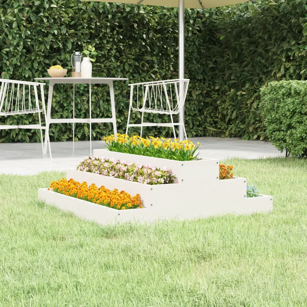 Fioriera | Cassetta per fiori | Vaso Bianca 80x80x27 cm in Legno Massello di Pino