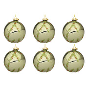Palline di Natale in Vetro Verde Oliva con Rametti Wood Diametro: 80 mm