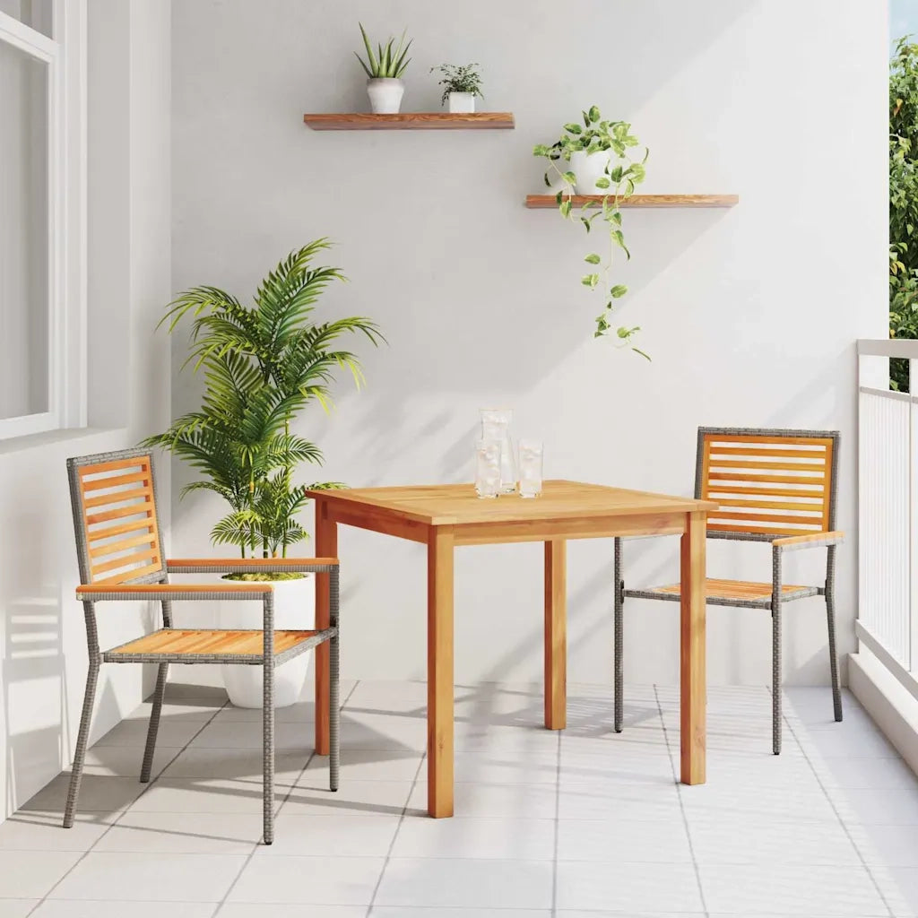 Set da Pranzo per Giardino 3 pz | Set Salotto da Giardino Grigio