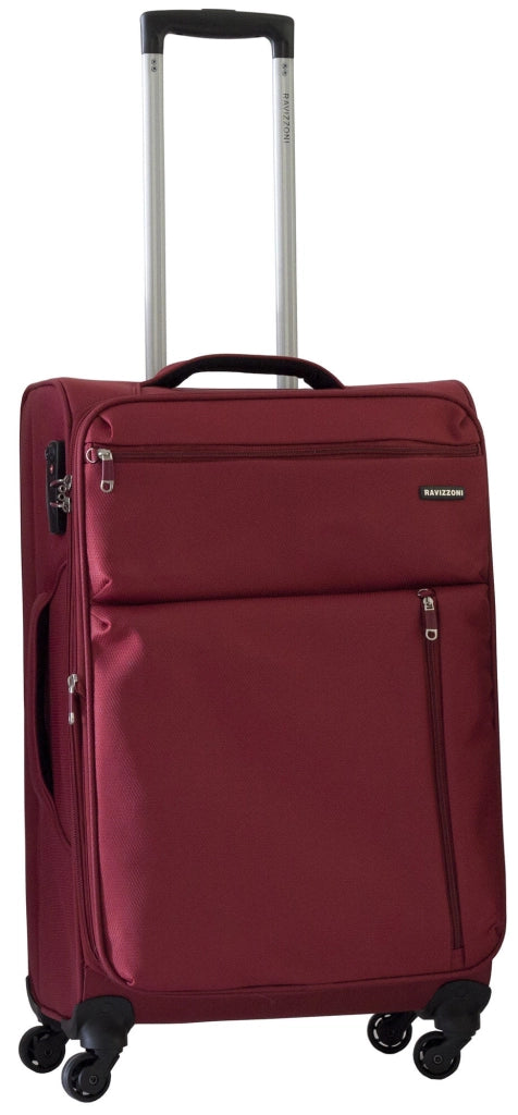 Set 3 Valigie Trolley Morbide in Poliestere 4 Ruote TSA Ravizzoni Gin Tonic Rosse