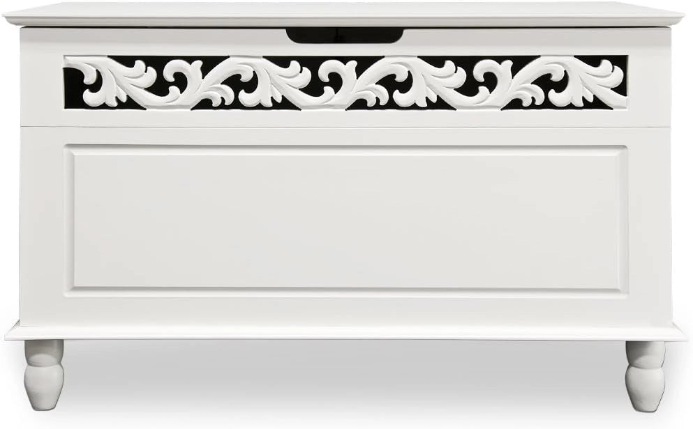 ® Cassapanca Shabby Contenitore Stile Country 80x40x48cm Baule in Legno Bianco Box Contenitore Salvaspazio Arredamento Casa Arredo Salotto Mobiletto Multiuso Spazioso Coperchio Ribaltabile