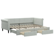 Divano letto | Sof¨¤ letto | Letto singolo Estraibile Cassetti Grigio Chiaro 80x200cm Velluto