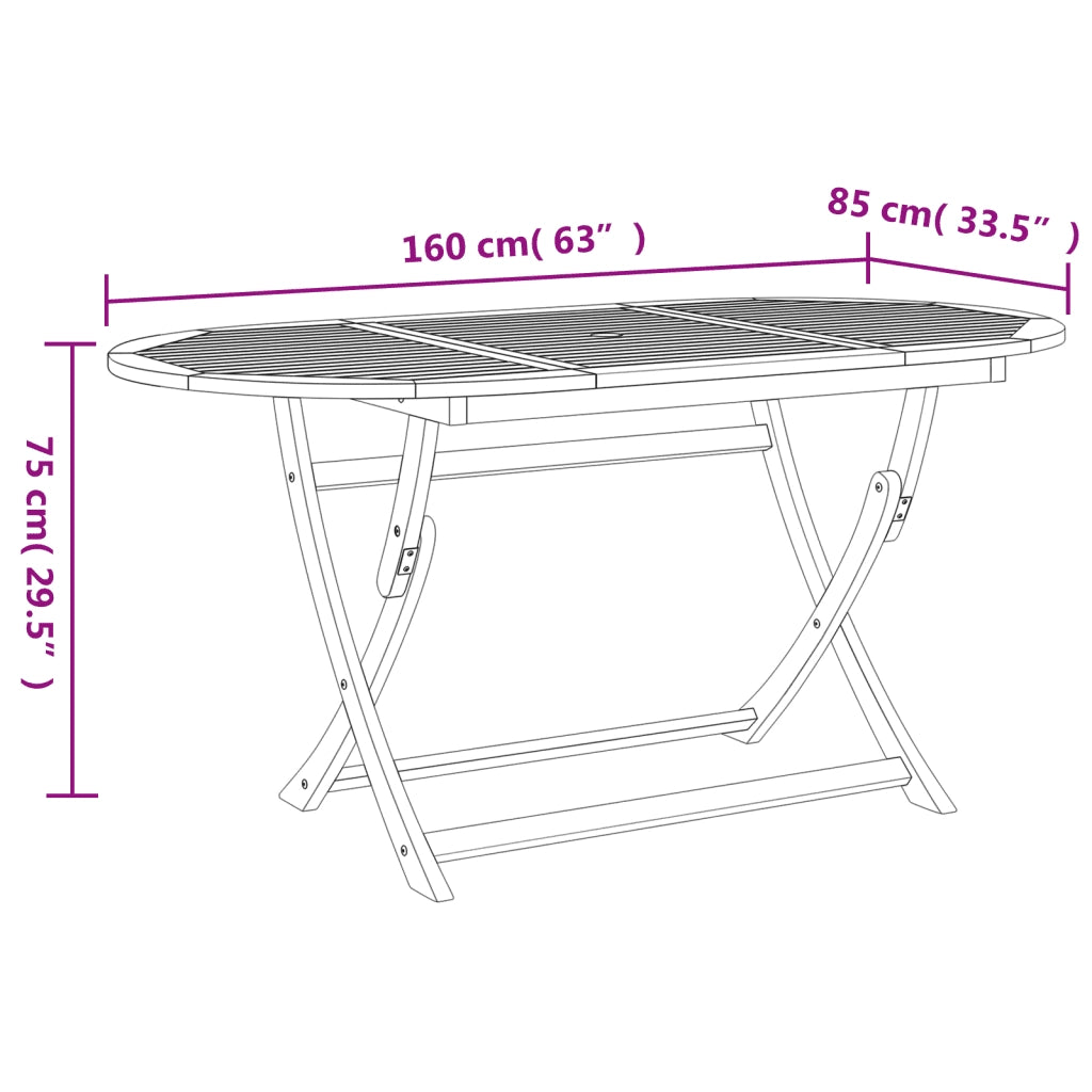 vidaXL Set da Pranzo da Giardino 7 pz in Legno Massello di Acacia