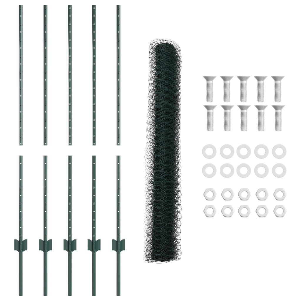 Postazioni Recinzione  5 pz Canale a U Verde 120 cm Acciaio