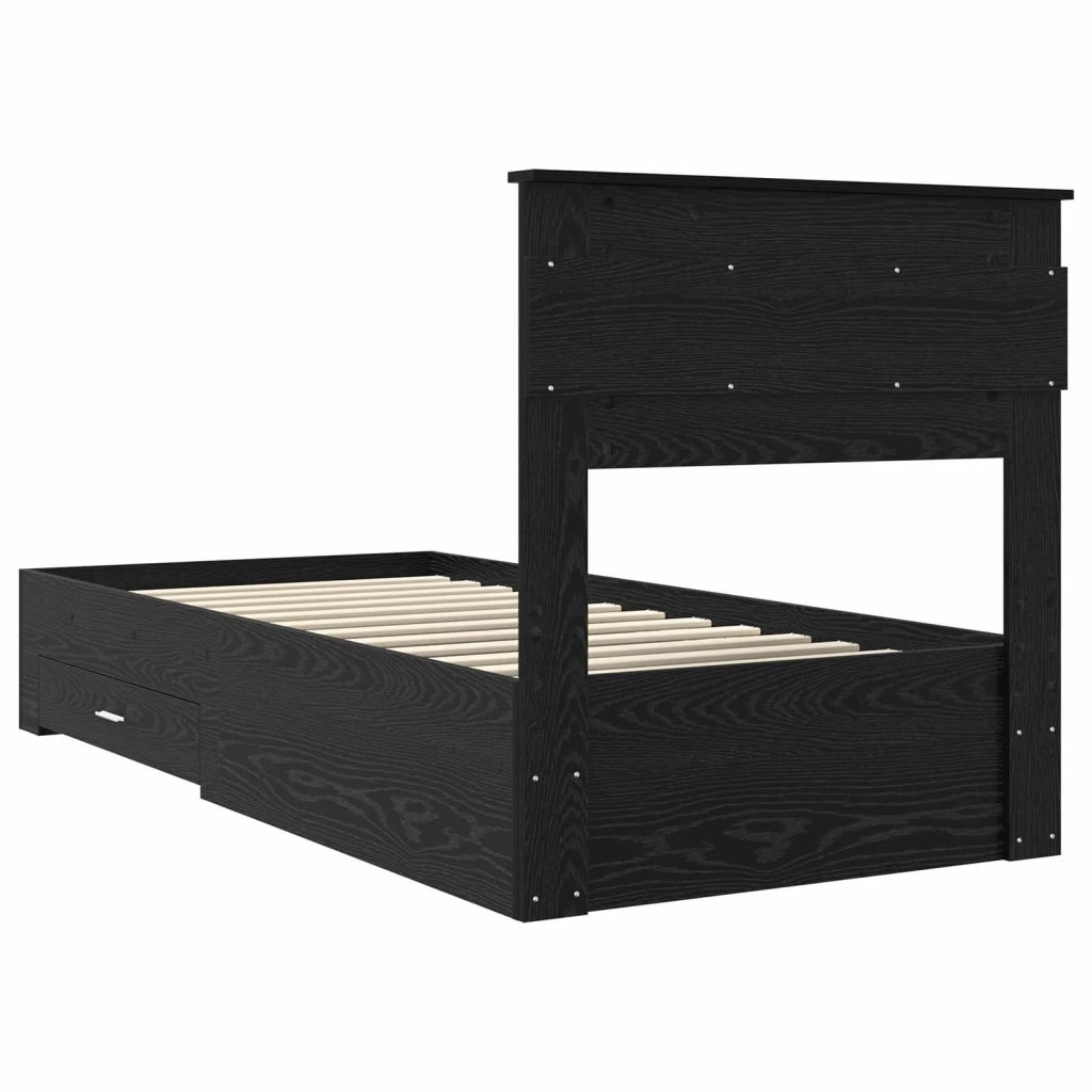 Struttura del letto Rovere Nero 90 x 200 cm Legno multistrato 3410036