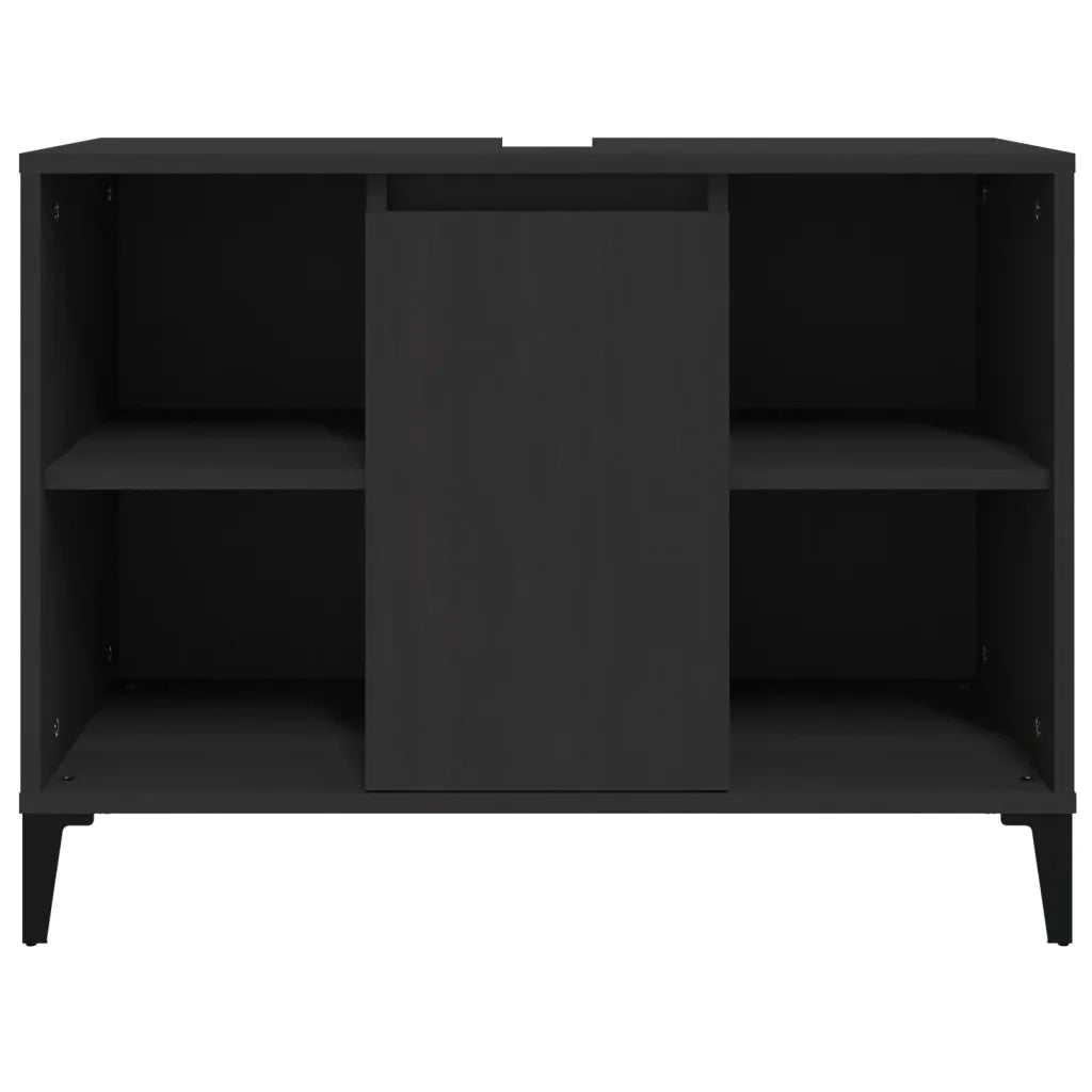 Mobile Lavabo Nero 80x33x60 cm in Legno Multistrato 821293