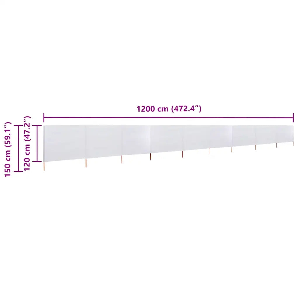 Paravento a 9 Pannelli in Tessuto 1200x120 cm Bianco Sabbia cod mxl 18019