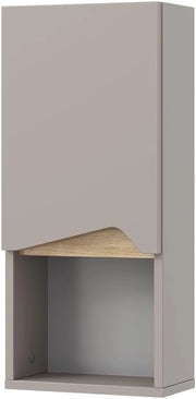 Mobile bagno Marelle, Grigio, 30 x 67 cm con porta e vano aperto, per montaggio a parete per una conservazione salvaspazio