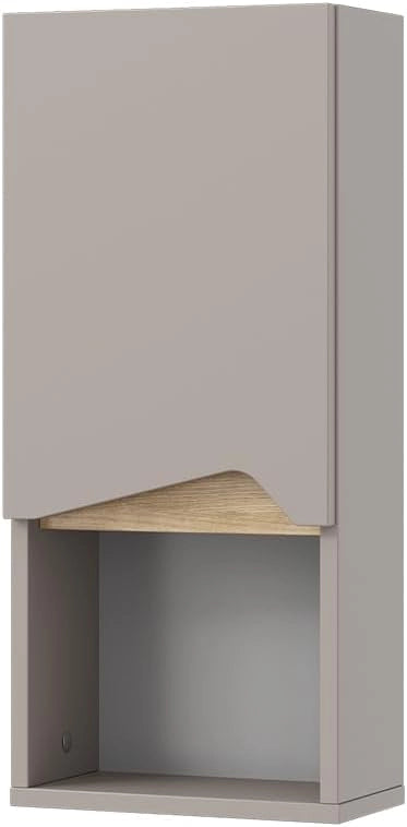 Mobile bagno Marelle, Grigio, 30 x 67 cm con porta e vano aperto, per montaggio a parete per una conservazione salvaspazio