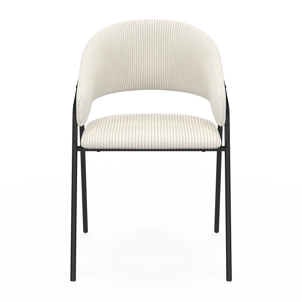 IDMarket - Set di 2 sedie da pranzo VINI in velluto a coste beige con gambe in metallo nero