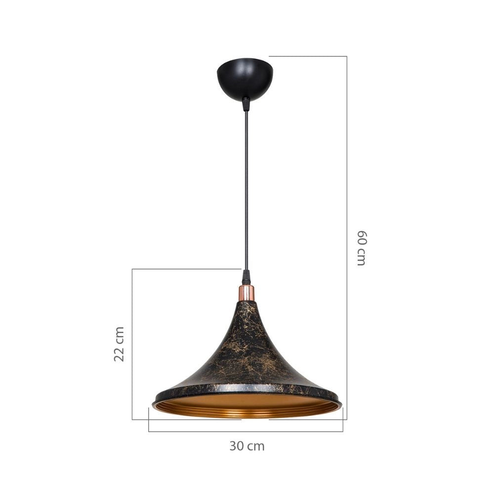Lampada a sospensione Kalyon metallo nero oro ASZ1650 EFFEZ
