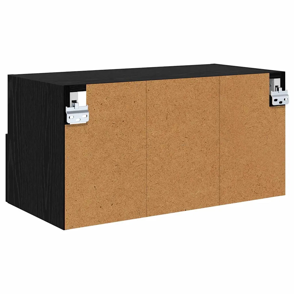 Mobile TV da parete-Mobile TV a Muro-Credenza TV Rovere Nero 60 x 30 x 30 cm