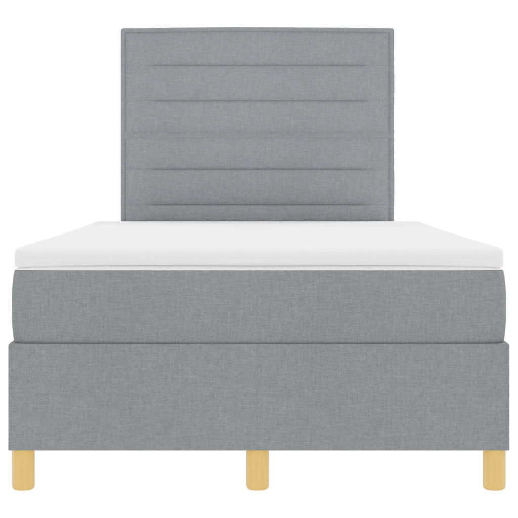 Letto Box Spring con Materasso e Tessuto Grigio Chiaro 120x200 cm