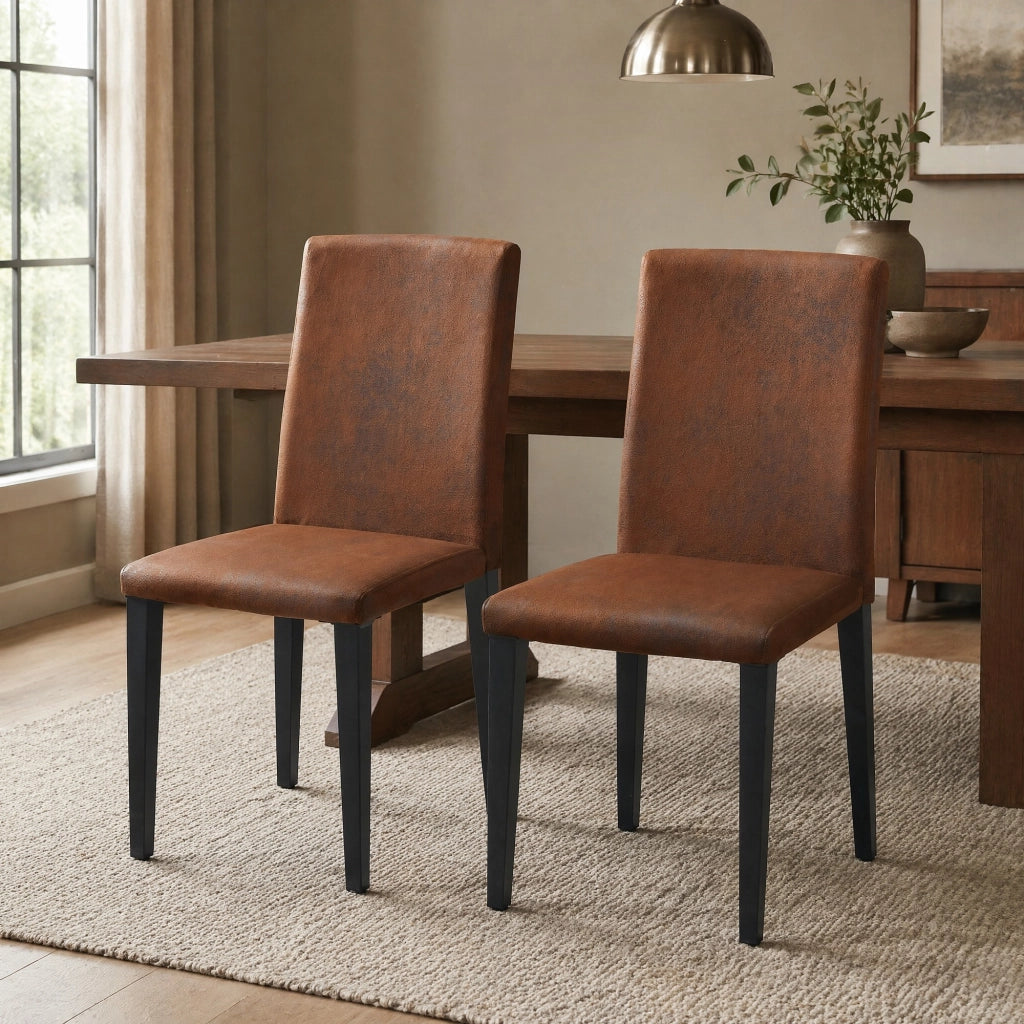 SEDIA da pranzo Set da 2 pezzi 90 cm marrone e nero in tessuto e metallo