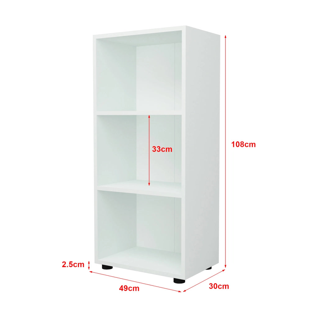 Libreria 'Vara' Altezza: 108 cm Scaffale a Terra con 3 Scomparti Aperti - Bianco [en.casa]