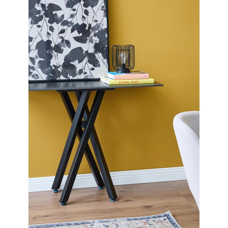 Consolle Astor 100x40x78cm Top Ceramica Amica Nero Marmorizzato