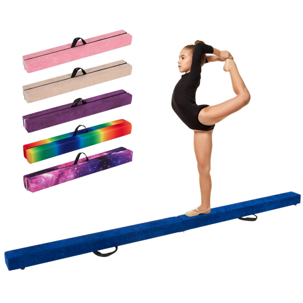 Trave da equilibrio pieghevole in schiuma per bambini adolescenti, Trave ginnastica a pavimento con maniglia Blu-Tappetini ginnastica e yoga