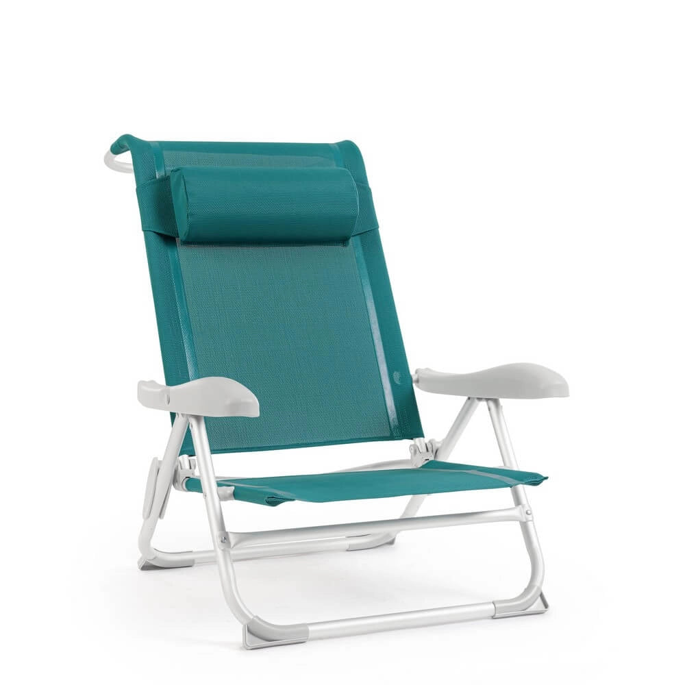 Set di 6 Spiaggine Pieghevoli con Cuscino Poggiatesta in Textilene - TROPICANA