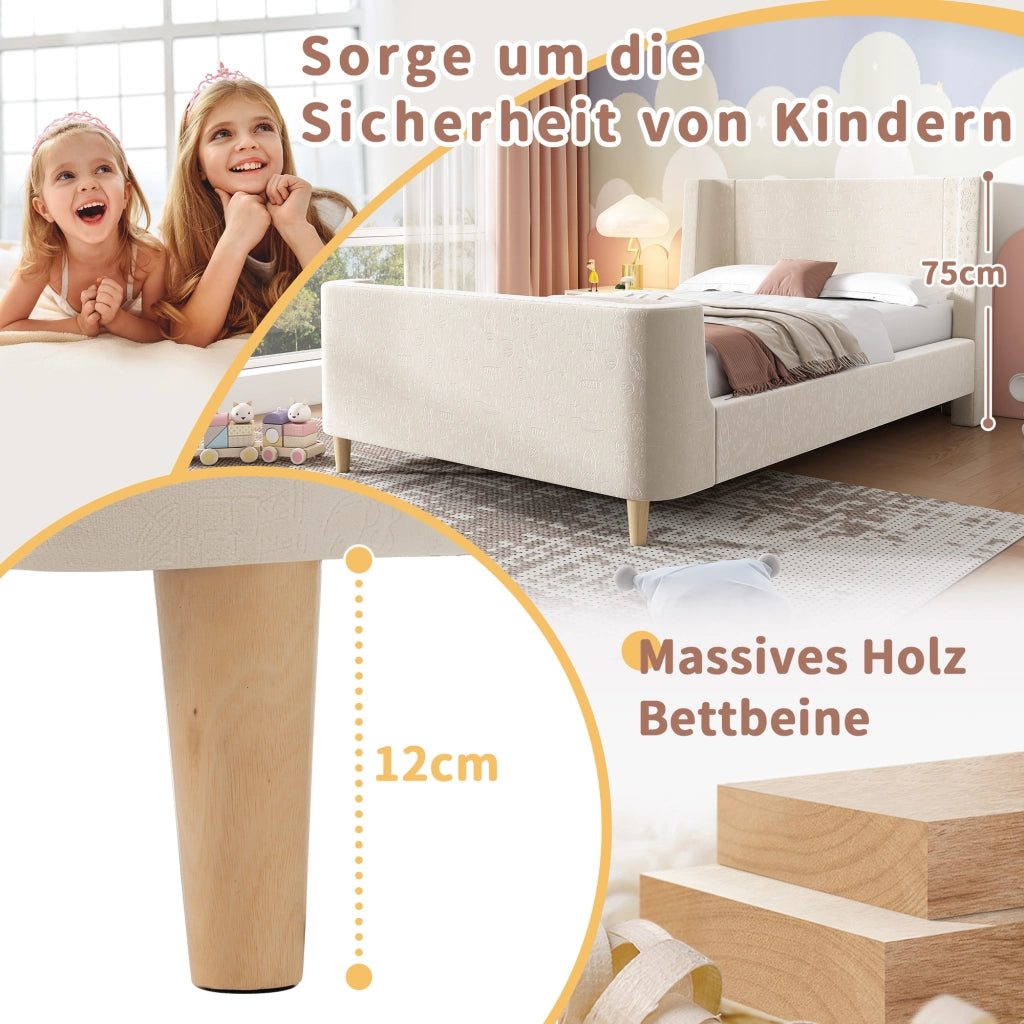 LETTO A SLITTA 90x200 cm Beige in velluto per cameretta bambini