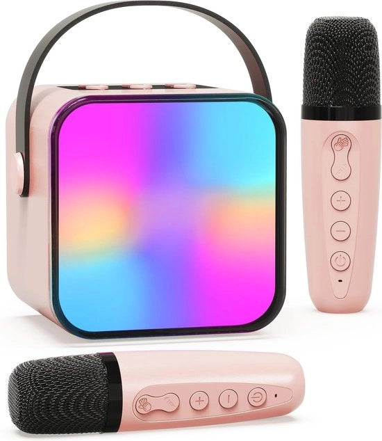 Macchina da Karaoke con Microfoni a Radiofrequenza per Bambini - Giocattolo Portatile con Effetti LED e Suoni Variegati
