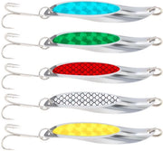 Pescatoio Rotante a 5 Ganci - Colorato - Lamiere Metalliche Resistenti - Treble Hook - Materiale Duraturo - Adatto per Diversi Tipi di Pesci