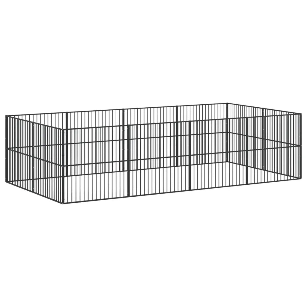 Box per Cani 12 Pannelli Nero Acciaio Zincato CFW6334569