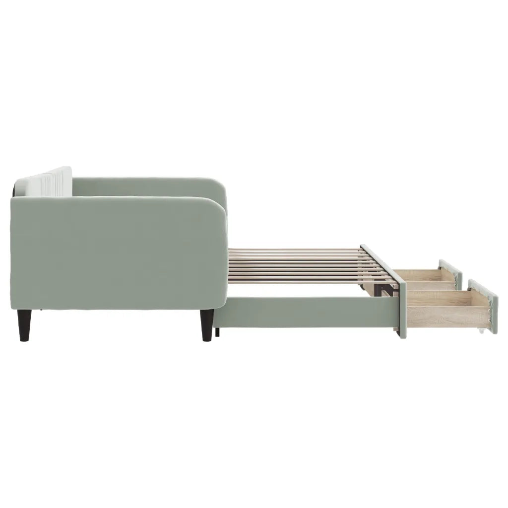 Divano Letto Estraibile Cassetti Grigio Chiaro 90x190cm Velluto 3197124