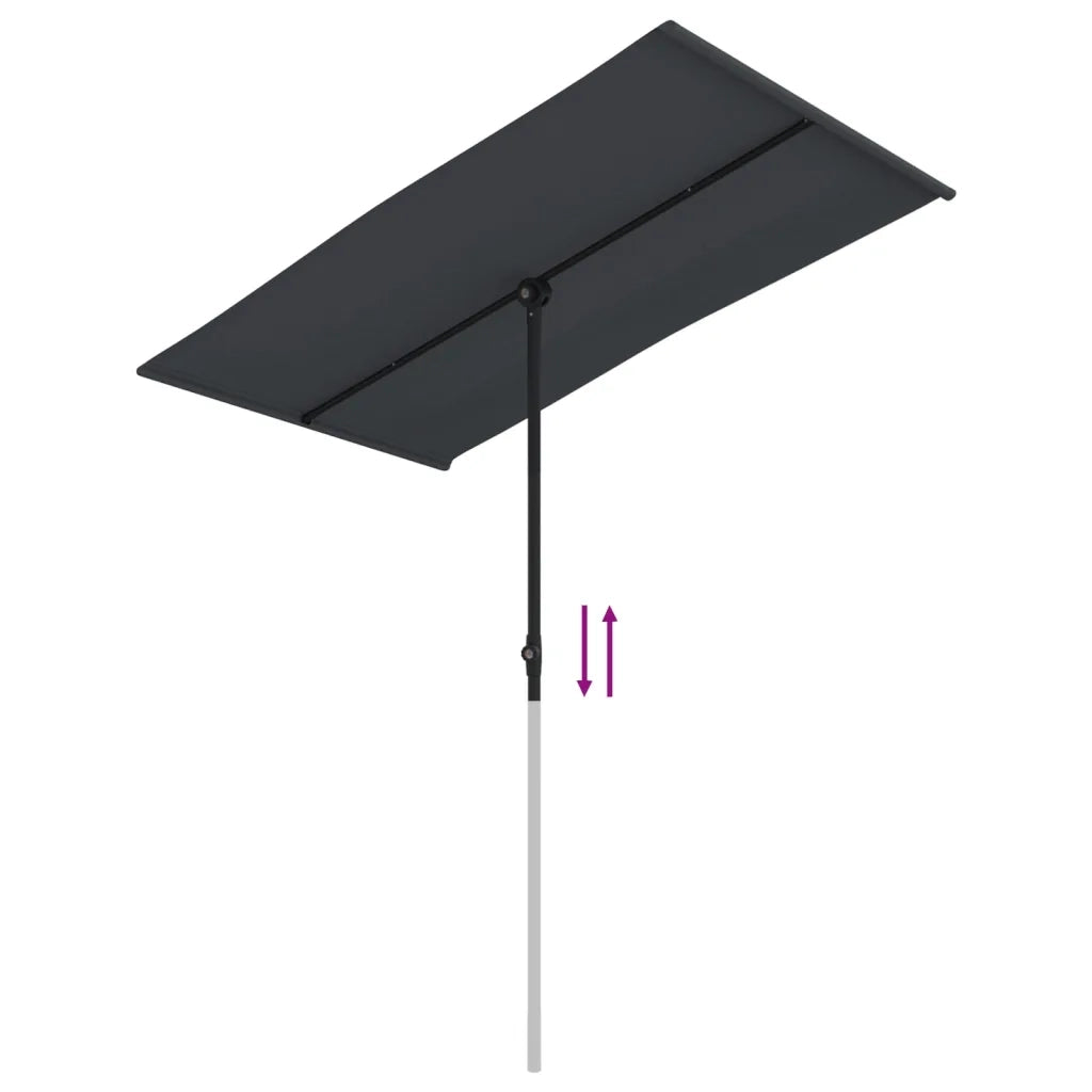 Ombrello | Parasolne da Giardino con Palo in Alluminio 180x110cm Nero