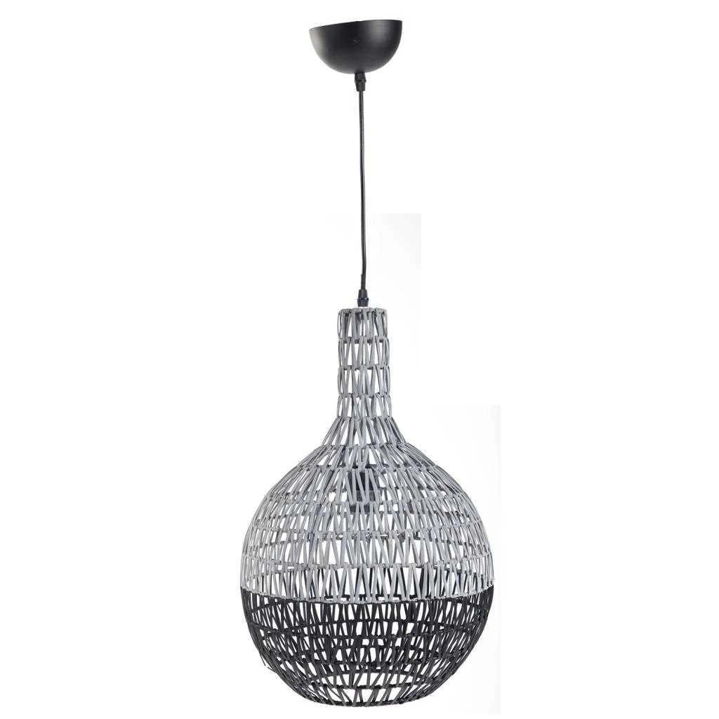 Plafoniera in metallo e rattan 33x33x53,5/120h