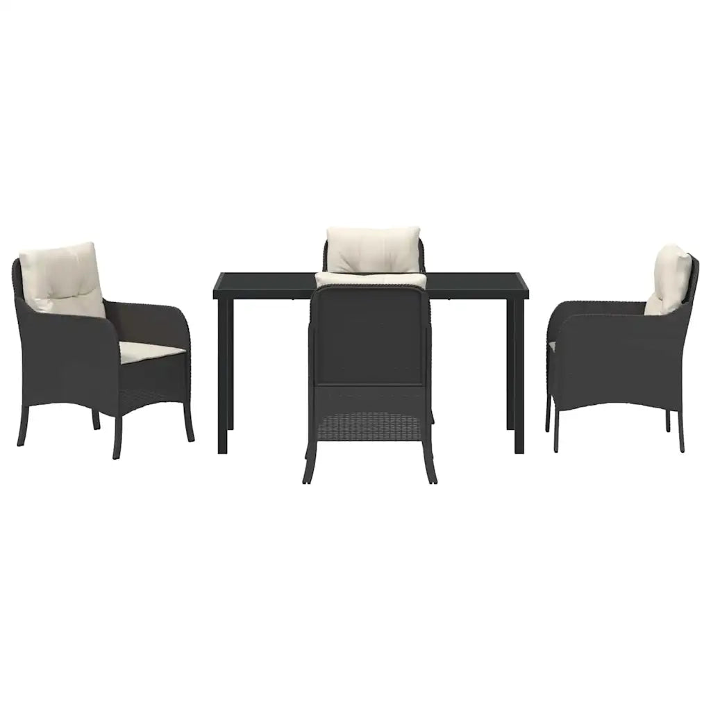 Set da Pranzo per Giardino con cuscino 5 pcs Nero polyrattan 3380143