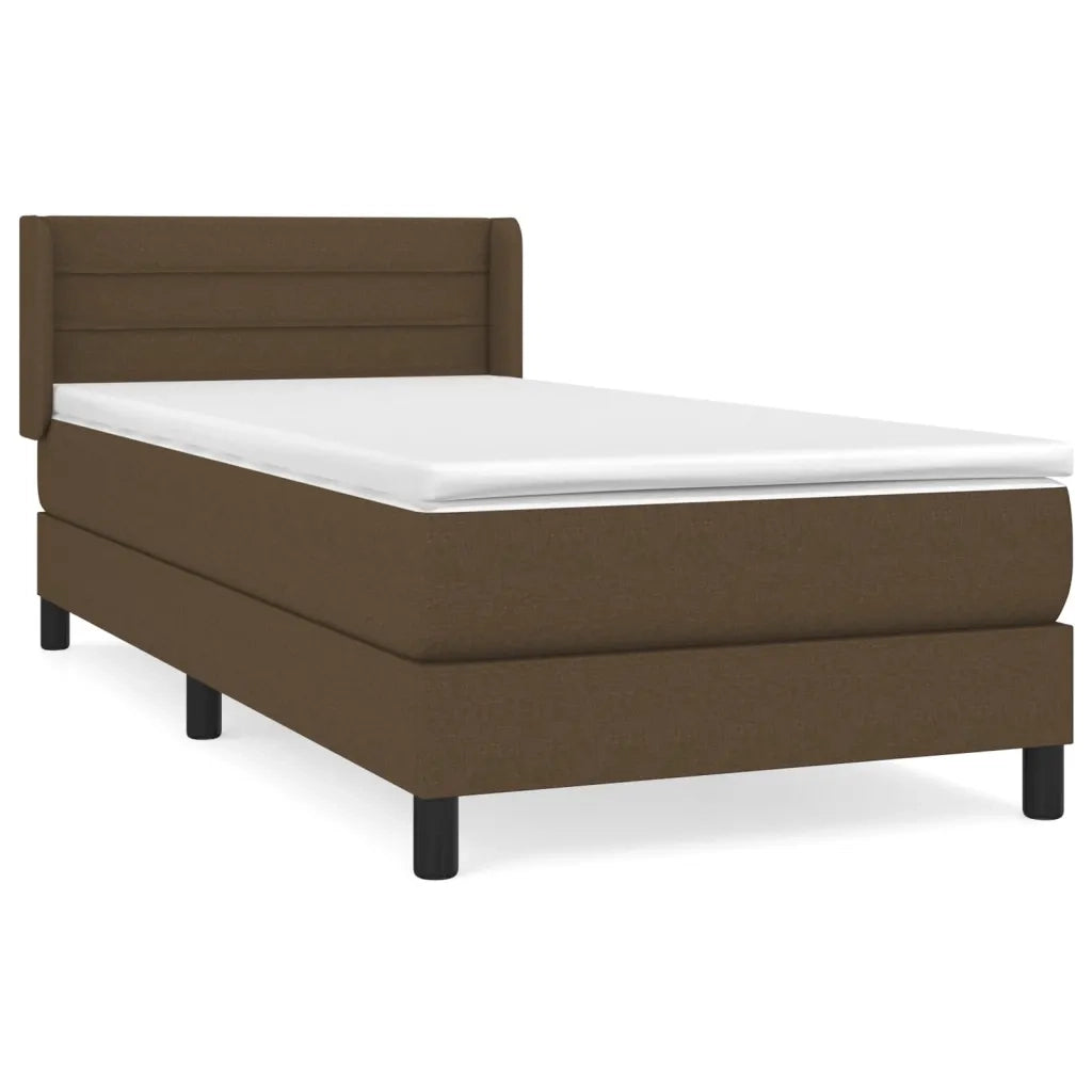 Giroletto a Molle con Materasso Marrone Scuro 90x190cm Tessuto