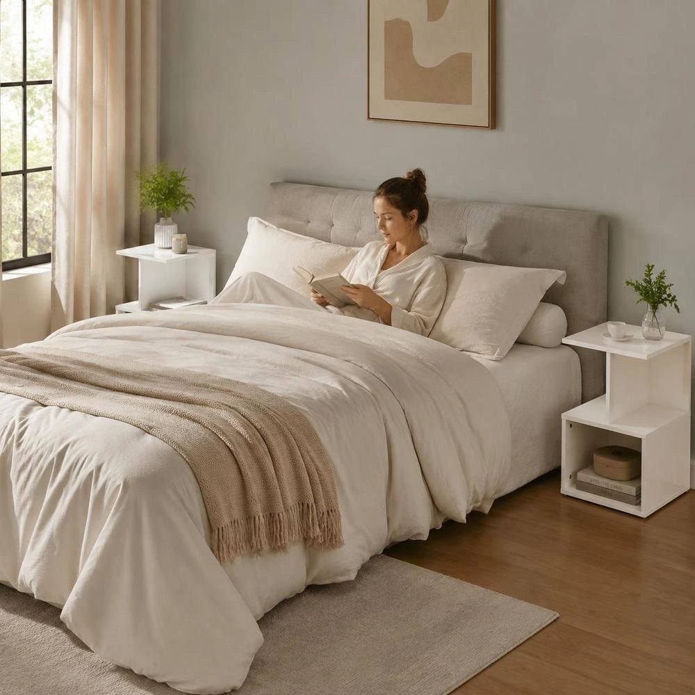 High-gloss White Bedside Table, 35x35x55 Cm, Made Of Engineered Wood