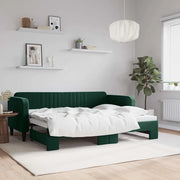 Divano Letto con Letto Estraibile Verde Scuro 80x200cm Velluto