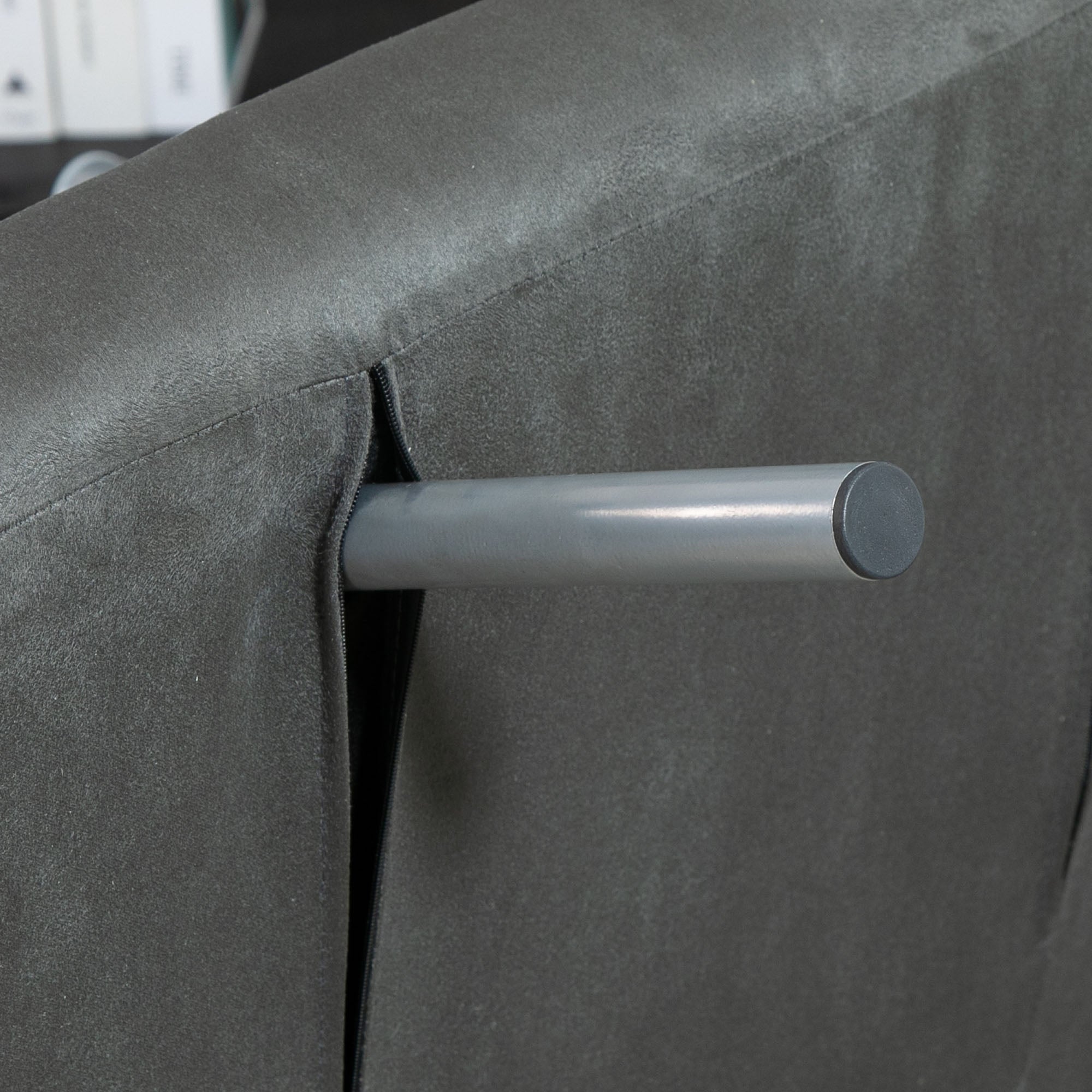 Poltrona Letto Trasformabile con Rivestimento in Microfibra Grigio Scuro