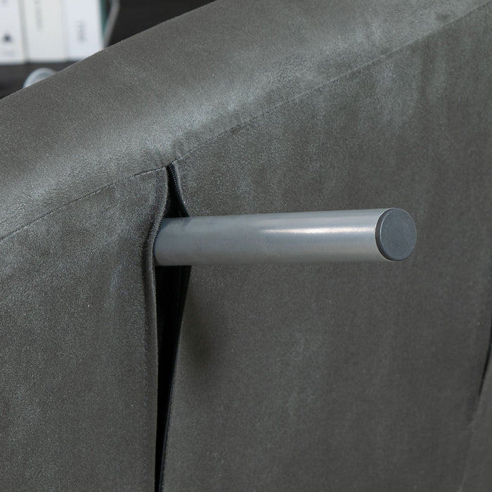 Poltrona Letto Trasformabile con Rivestimento in Microfibra Grigio Scuro