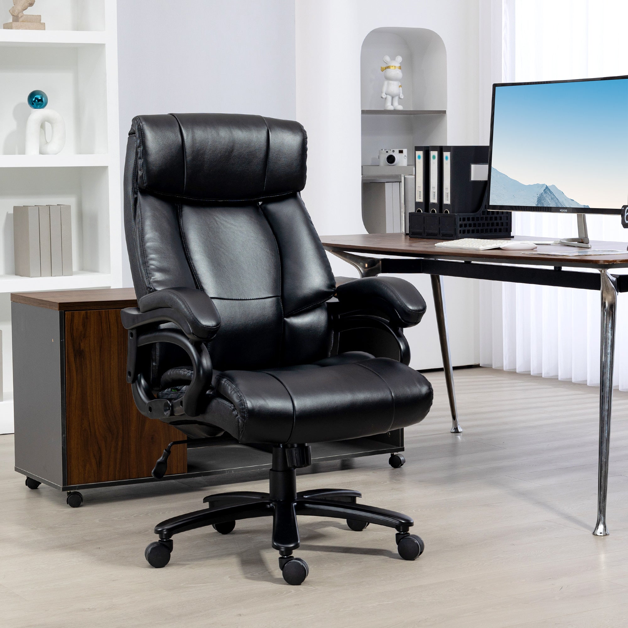 Sedia Poltrona Massaggiante da Ufficio Riscaldata con 2 Punti Massaggio e 8 Programmi Nera