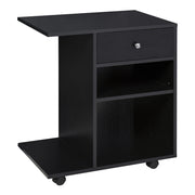 EasyComfort Mobile Porta Stampante in Legno Nero con 1 Cassetto, 2 Ripiani e Mensola CPU, per Ufficio 60x40x68.5cm
