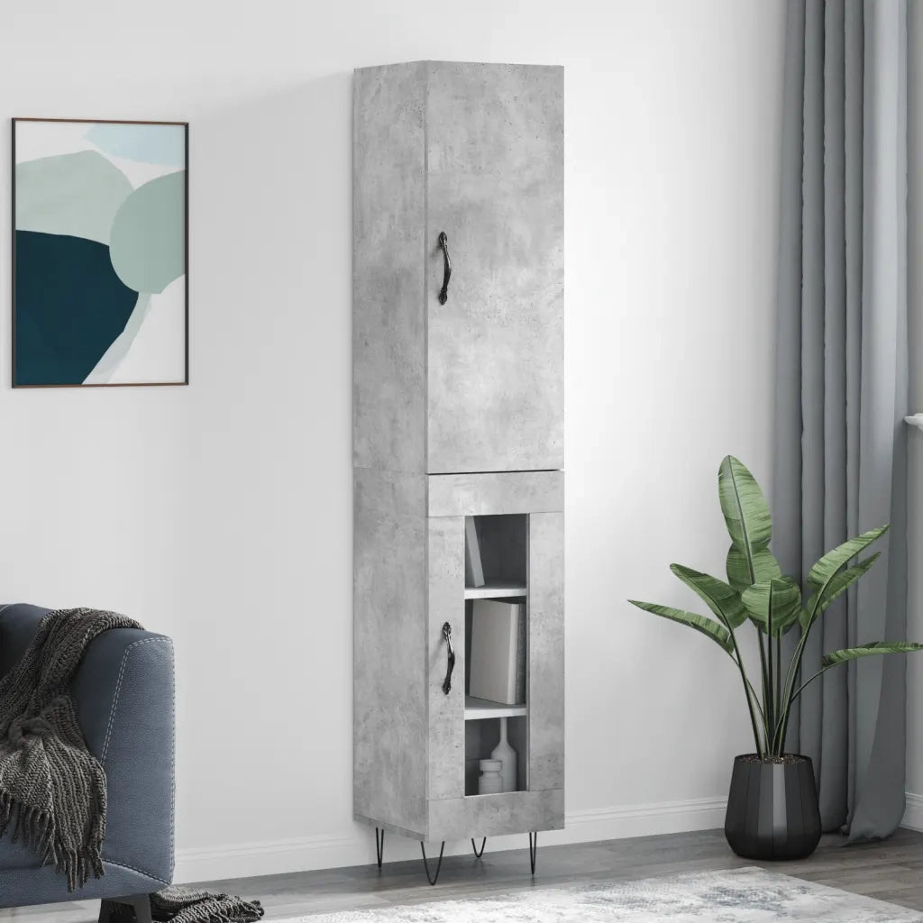 Credenza-Buffet-Armadio da cucina Grigio Cemento 34,5x34x180 cm in Legno Multistrato 896157