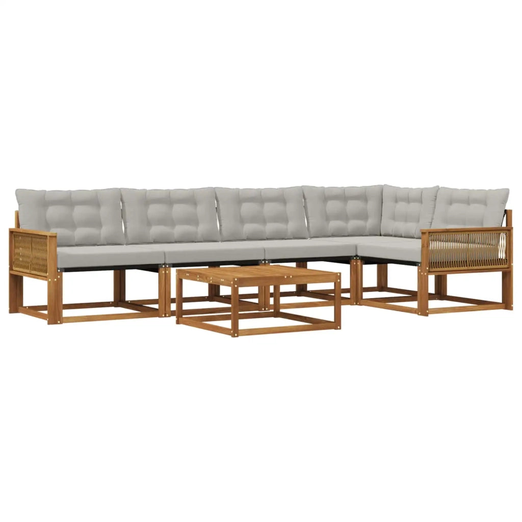 Set di divani da esterno 6 pcs Naturale e Grigio Chiaro