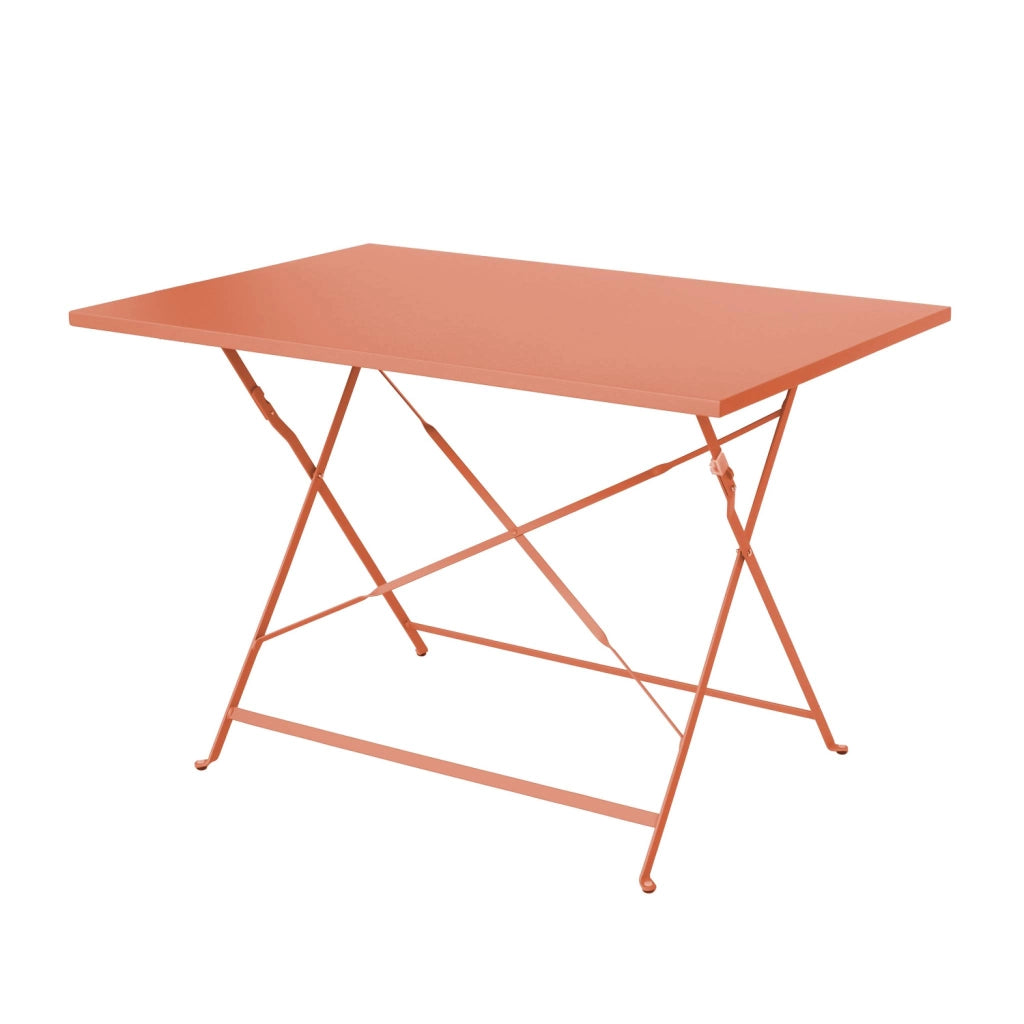 Set tavolo da giardino pieghevole in acciaio con 4 sedie, 110cm, rosa