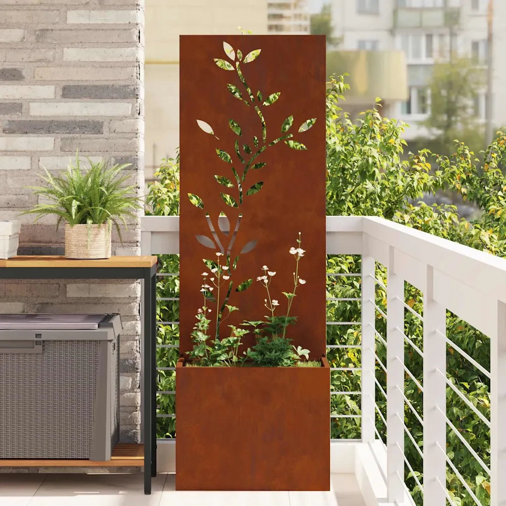 vidaXL Vaso da Giardino con Pannello Decorativo Ruggine 50 x 140 cm