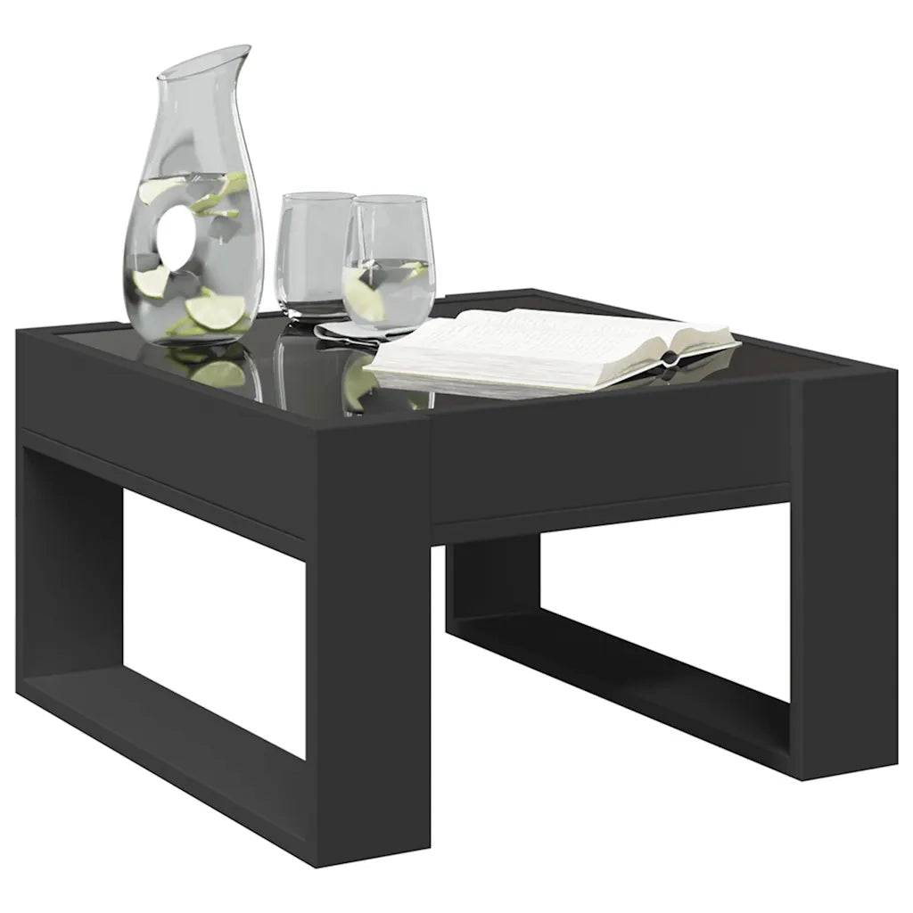 Tavolino da Salotto con LED Infinity-Tavolino da soggiorno Nero 50x53x30 cm