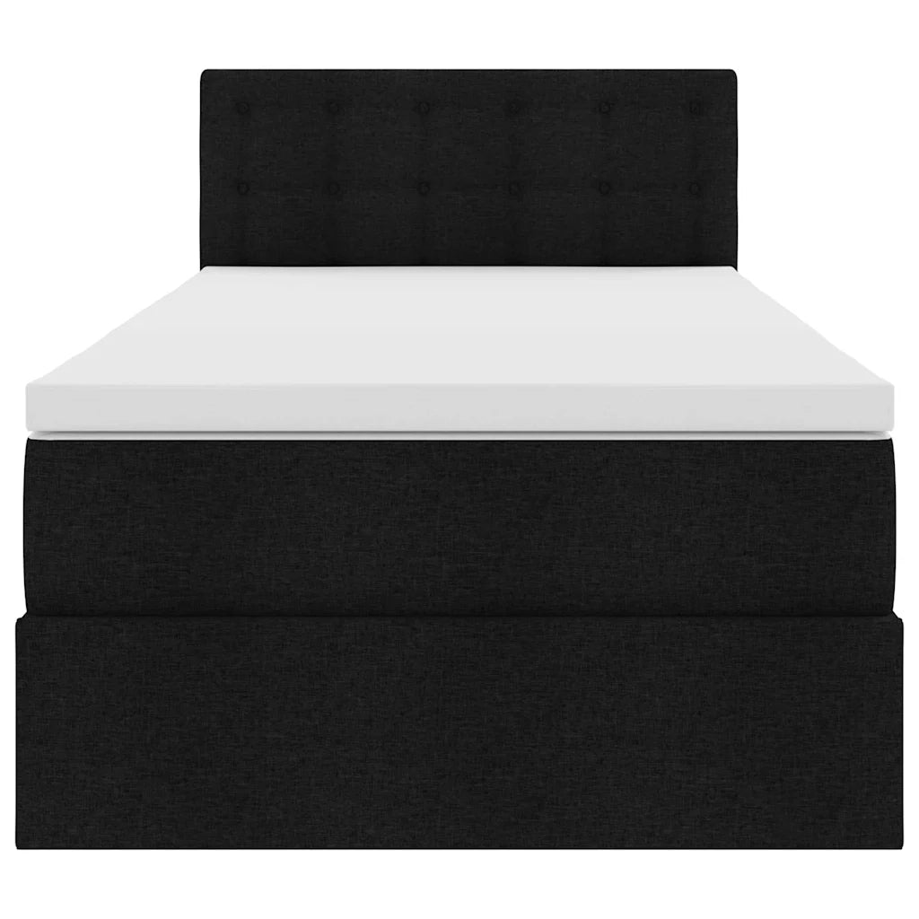 Letto con contenitore e materasso con testiera Nero 90 x 190 cm