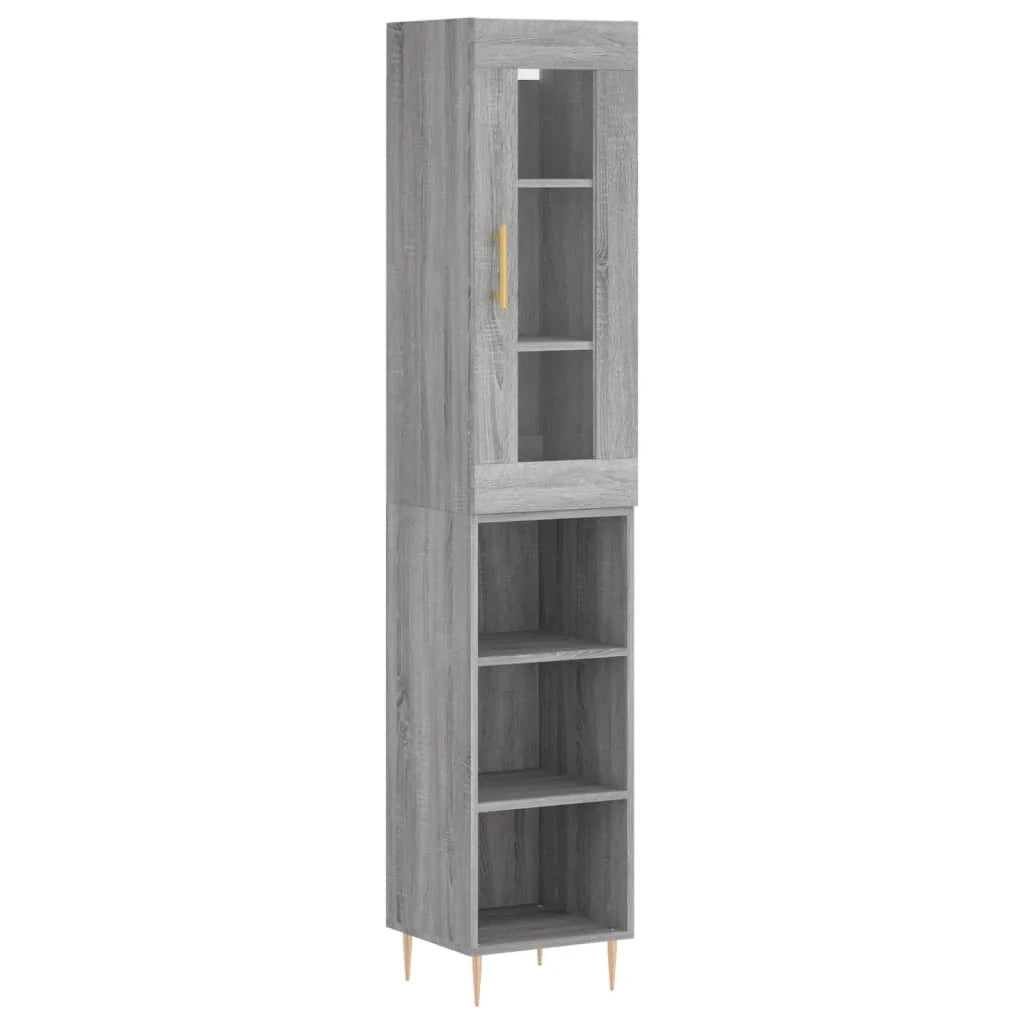 Buffet credenza cassettiera armadio mobile contenitore organizer cucina soggiorno salotto rovere Sonoma alto 34,5 x 34 x 180 cm legno ingegnerizzato grigio 02_0035342