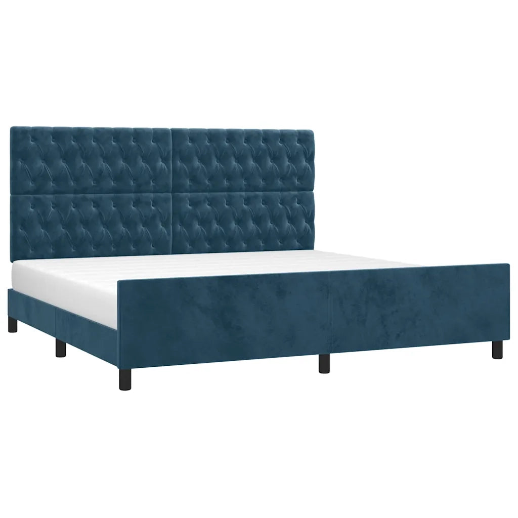 Giroletto con Testiera Blu Scuro 200x200 cm in Vellutocod mxl 97989