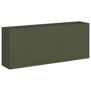 Fioriera moderna da esterno 200 x 40 x 80 cm di profondità con fondo aperto in acciaio laminato a freddo verde oliva 02_0051514