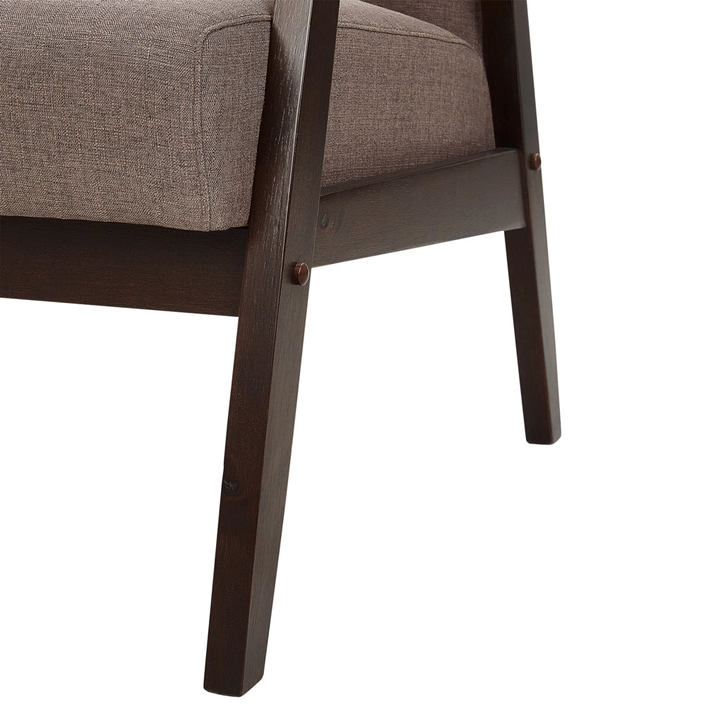 Poltrona Marrone Poliestere Tappezzeria Design Retrò Struttura In Legno Soggiorno