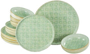 Servizio a 12 pezzi per 4 persone, serie Uno Emiliana Green, 24085, resistentente a lavastoviglie e forno a microonde, prodotto in Portogallo
