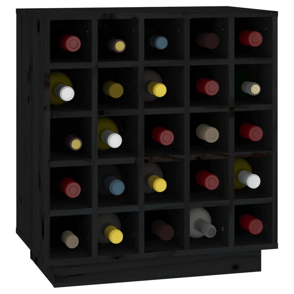 Portabottiglie Nero 55,5x34x61 cm in Legno Massello di Pino 821531